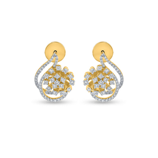 14K yellow gold teardrop diamond cluster stud earrings