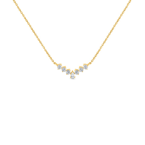 Diamond Curved Bar Necklace / Chevron Necklace