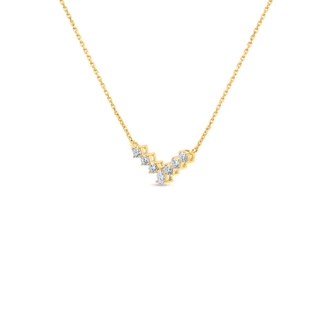 Diamond Curved Bar Necklace / Chevron Necklace