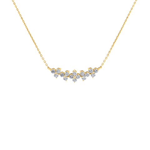 Diamond Curved Cluster Necklace / Scattered Diamond Necklace