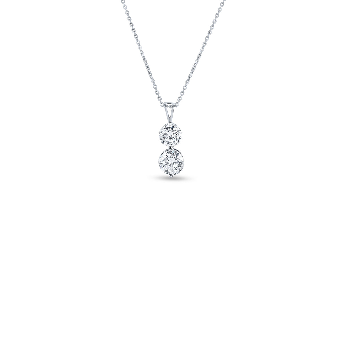 Two Stone Diamond Pendant Necklace