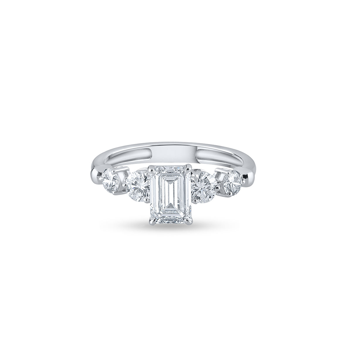 Emerald Cut Diamond Solitaire With Accent Ring.