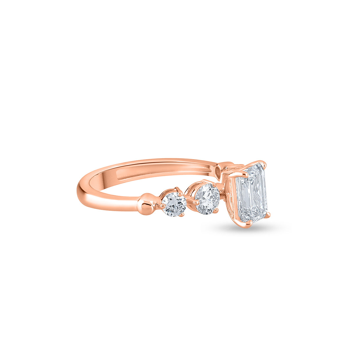 Emerald Cut Diamond Solitaire With Accent Ring.