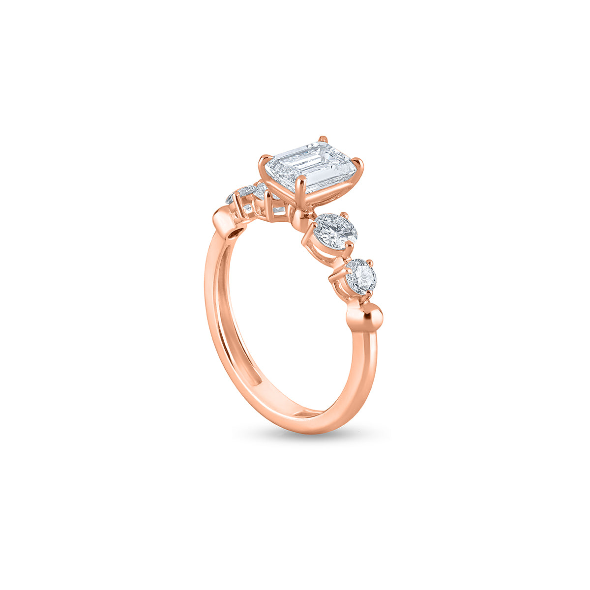 Emerald Cut Diamond Solitaire With Accent Ring.
