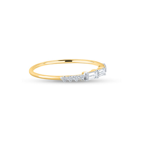 Baguette & Round Cut Diamond Stackable Band Ring