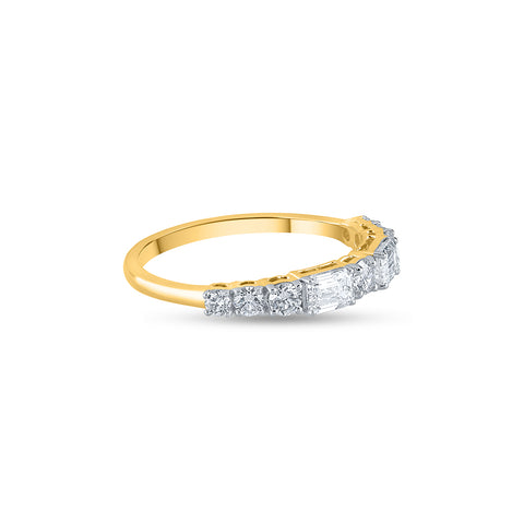 Baguette and Round Lab Grown Diamond Band Ring