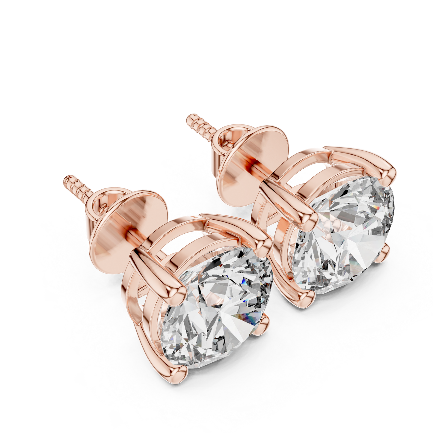 Rose Gold Solitaire Diamond Stud Earrings