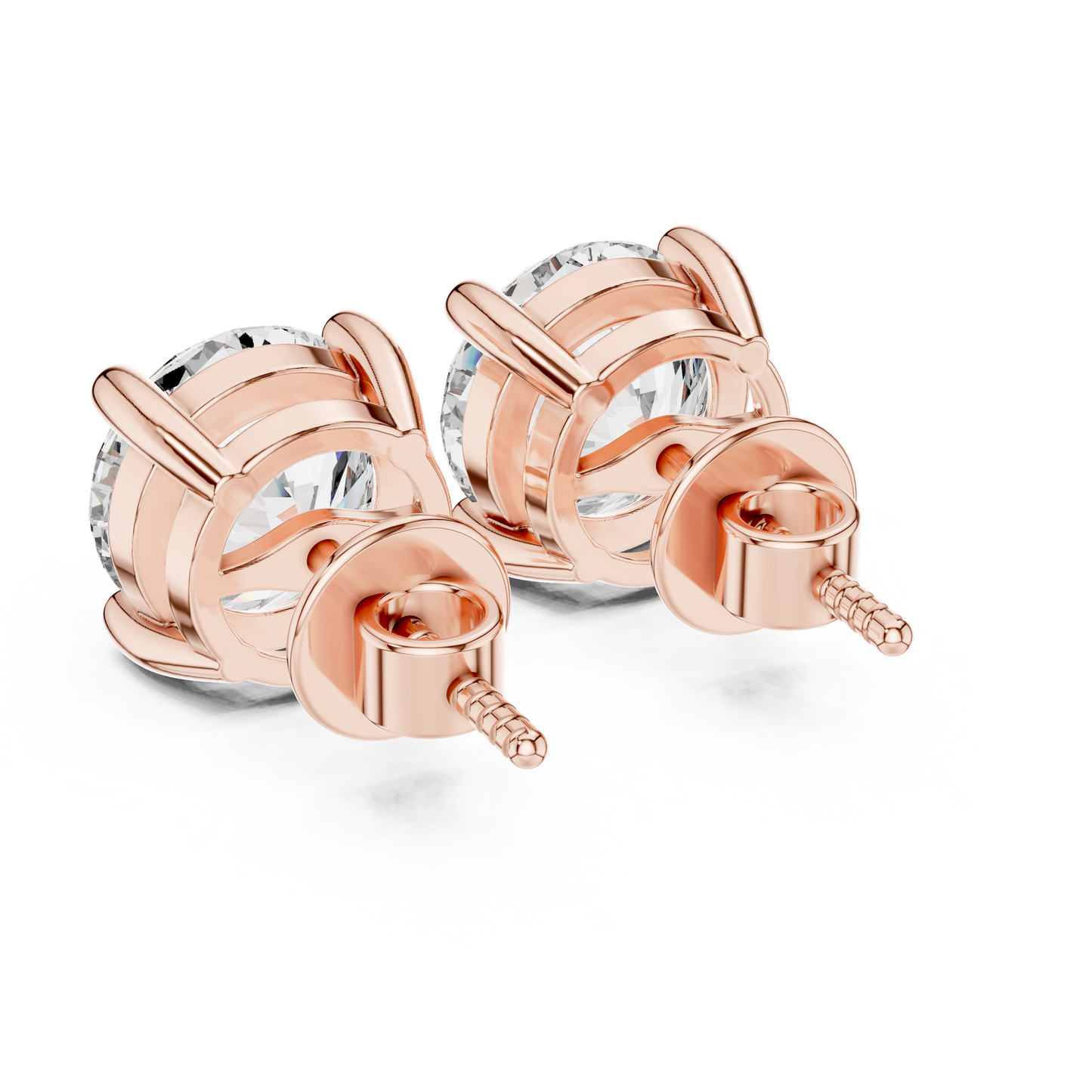 Rose Gold Solitaire Diamond Stud Earrings