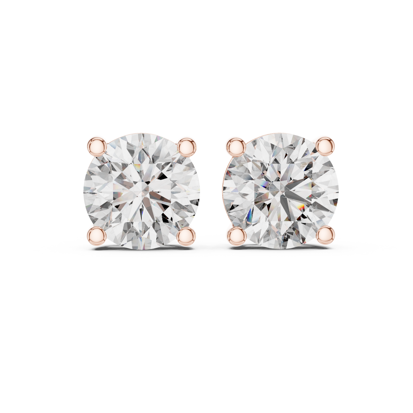 Rose Gold Solitaire Diamond Stud Earrings