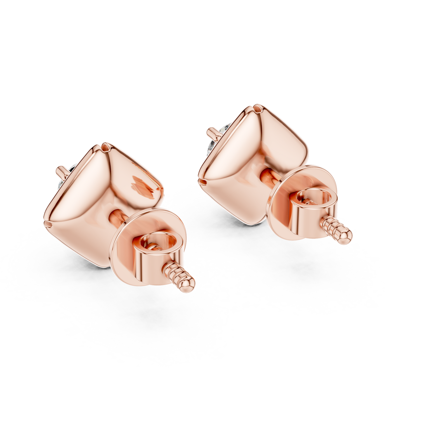 Rose Gold Solitaire Diamond Stud Earrings