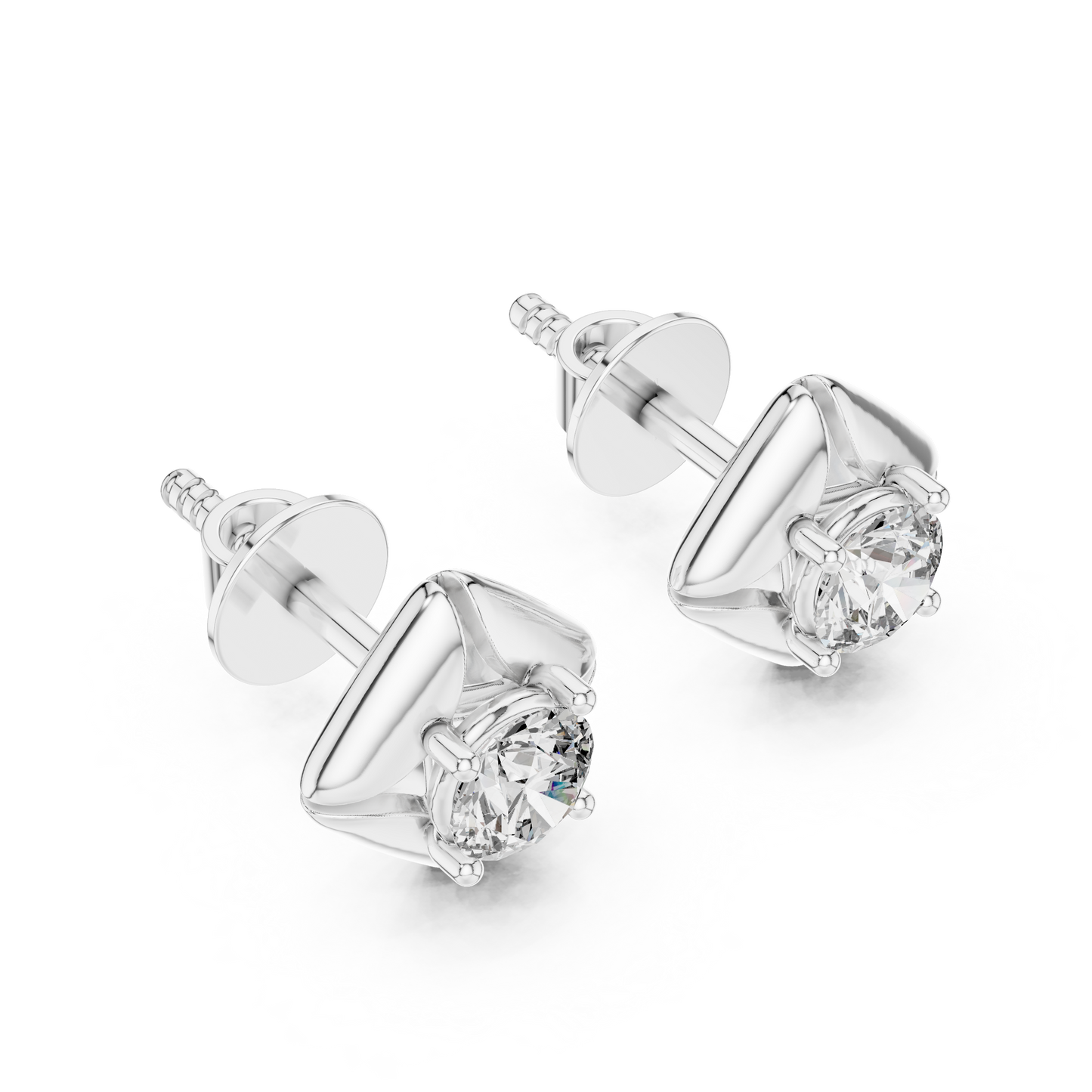 Rose Gold Solitaire Diamond Stud Earrings