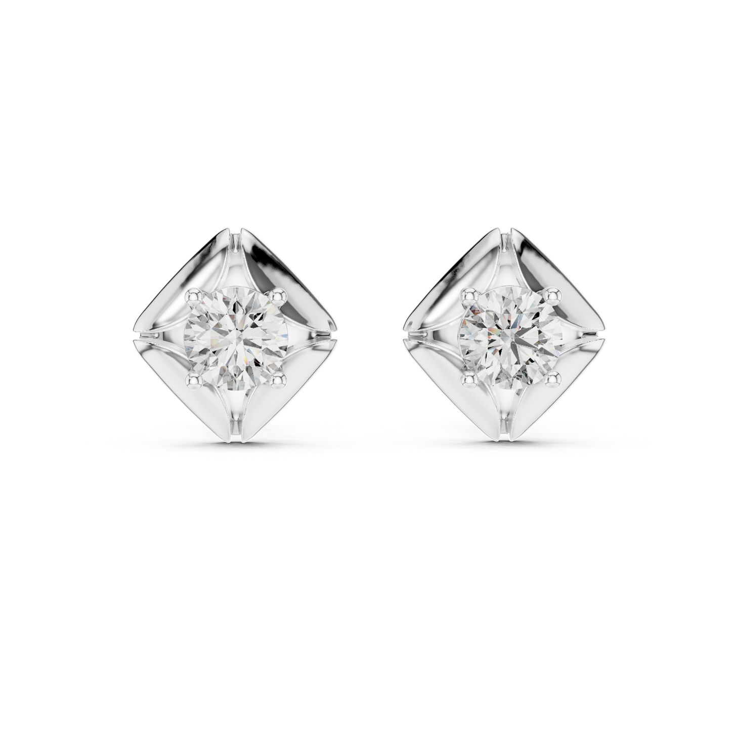 Rose Gold Solitaire Diamond Stud Earrings