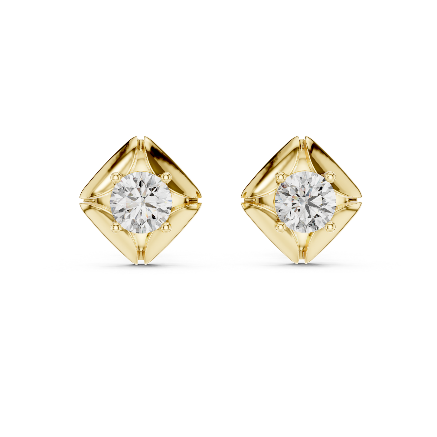 Rose Gold Solitaire Diamond Stud Earrings