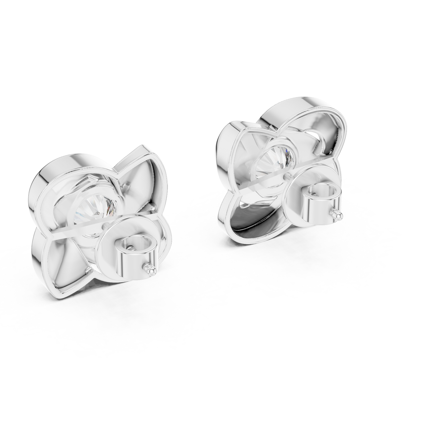 Rose Gold Floral Diamond Stud Earrings – Elegant Petal Design