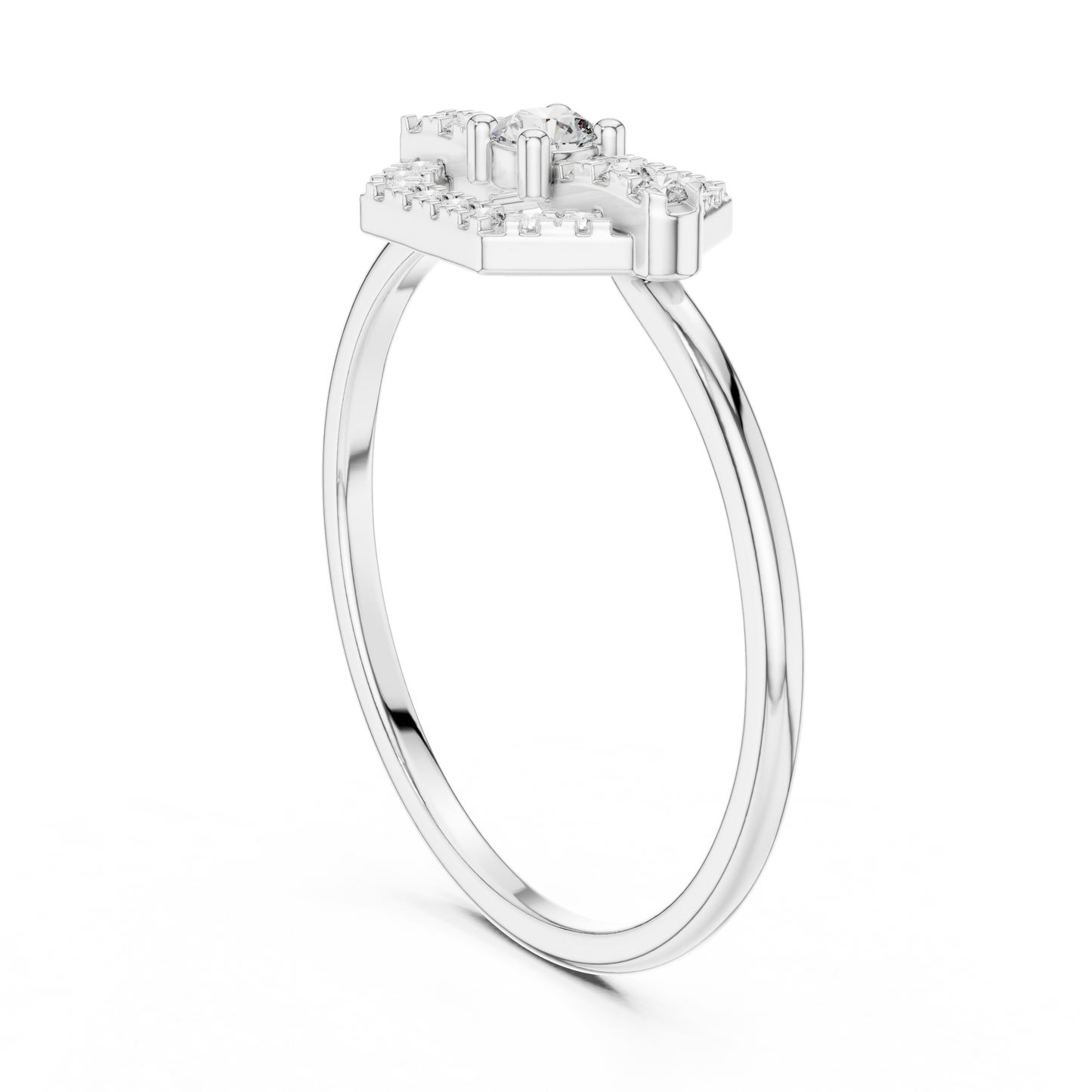 Round Cut Diamond Hexagon Shape Antique Ring.