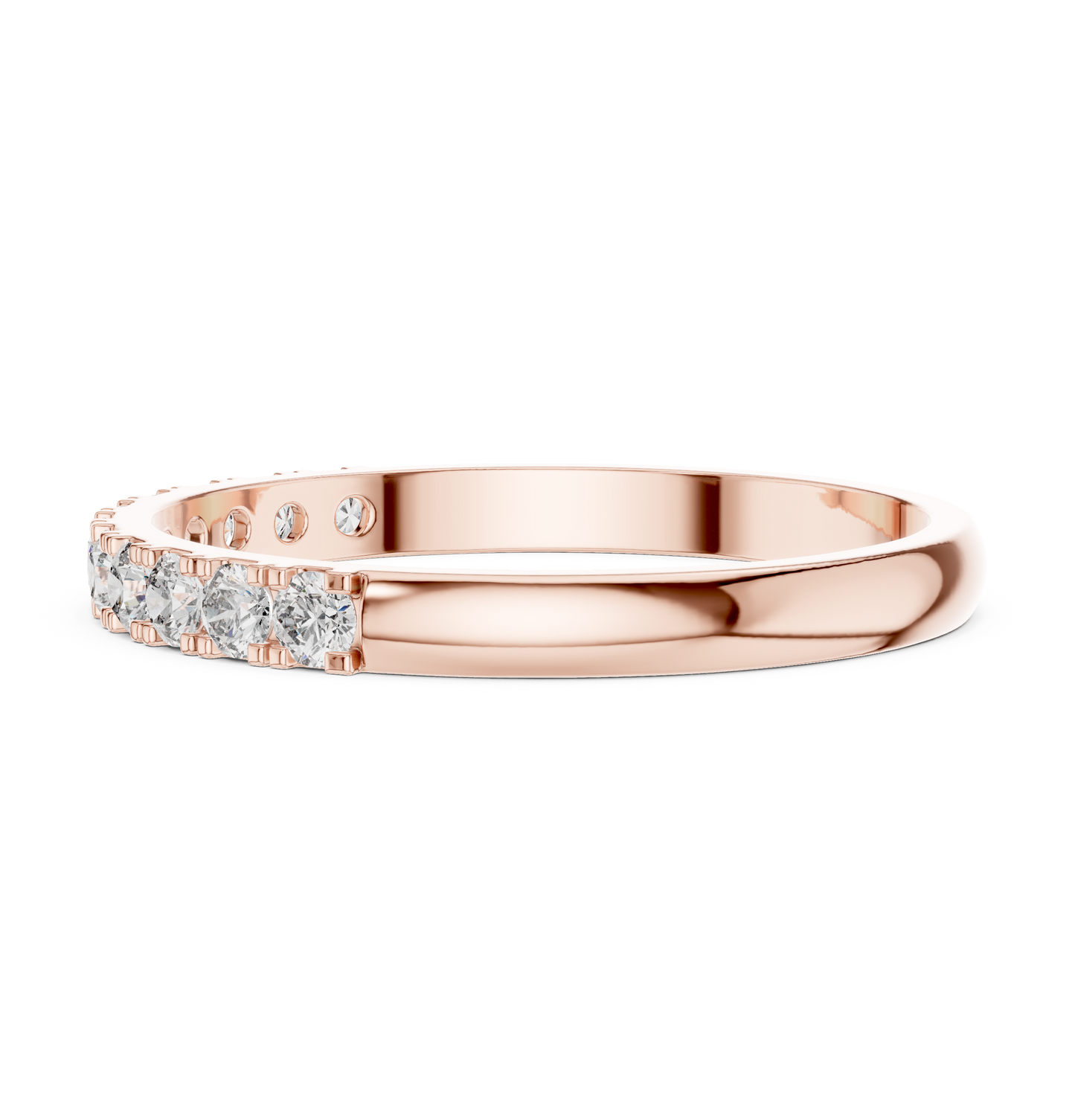 Round Cut Diamond Half Eternity Wedding Women Band.