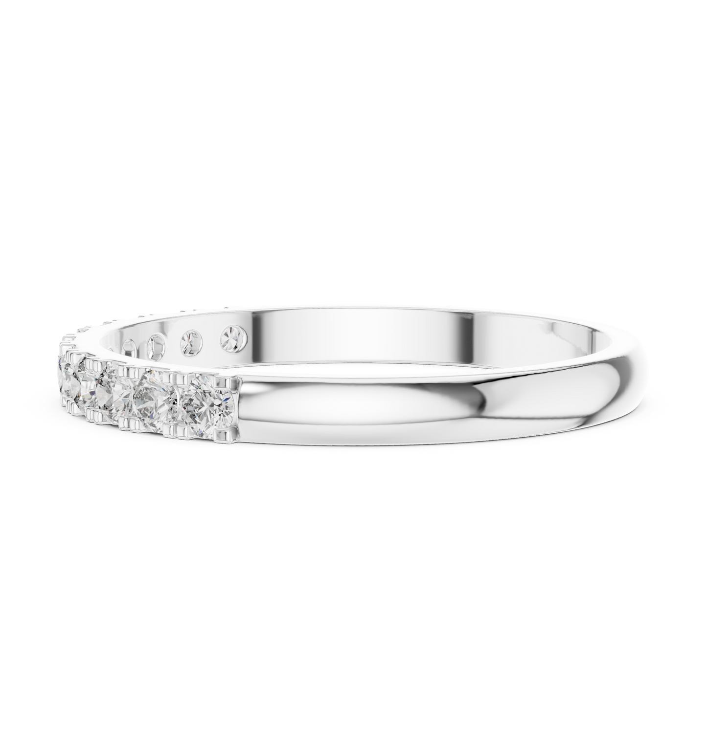 Round Cut Diamond Half Eternity Wedding Women Band.