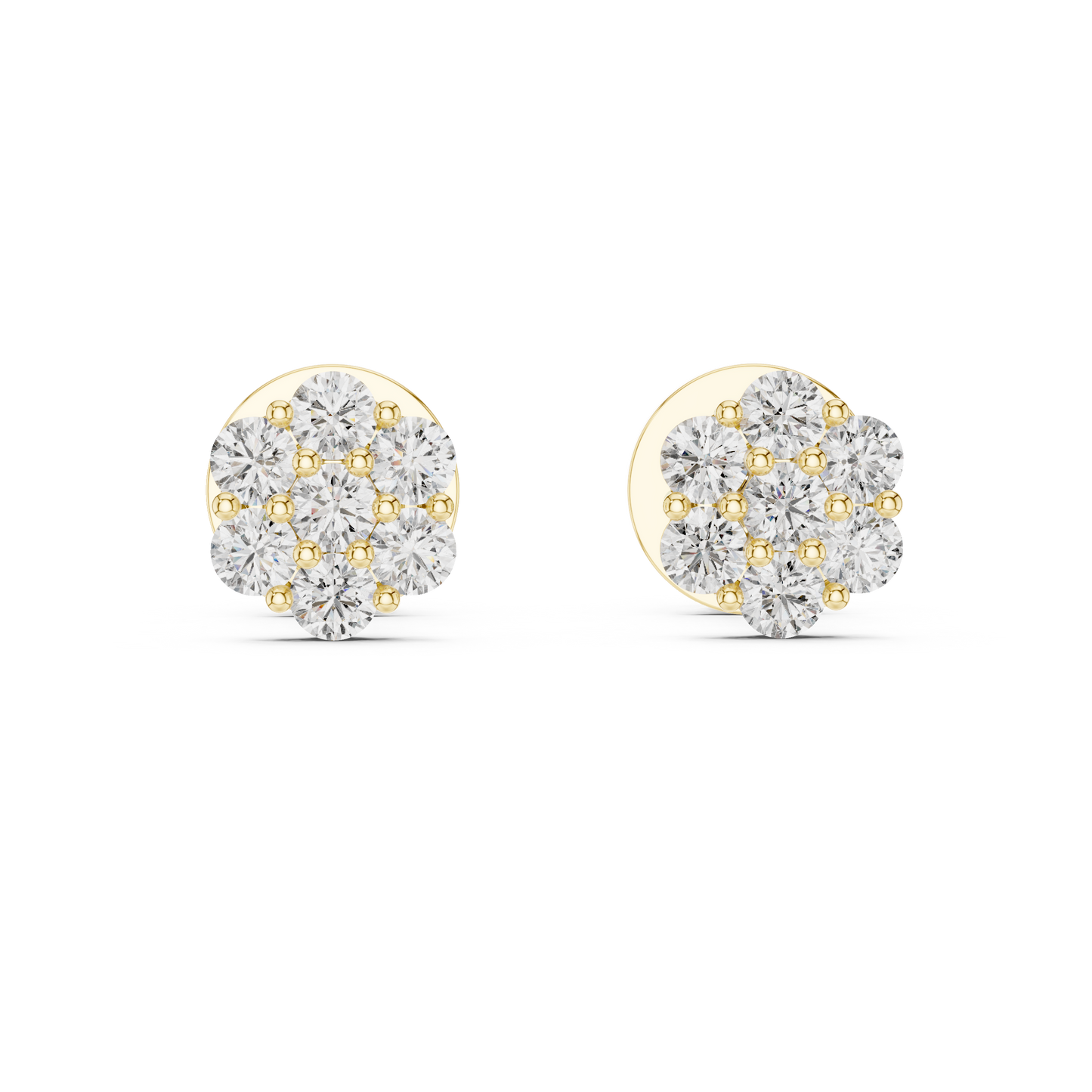 Floral Diamond Cluster Stud Earrings in 14K Rose Gold
