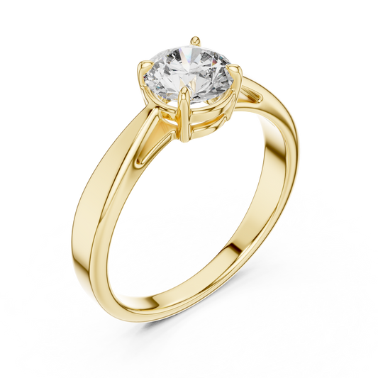 Classic 18K Yellow Gold Solitaire Engagement Ring