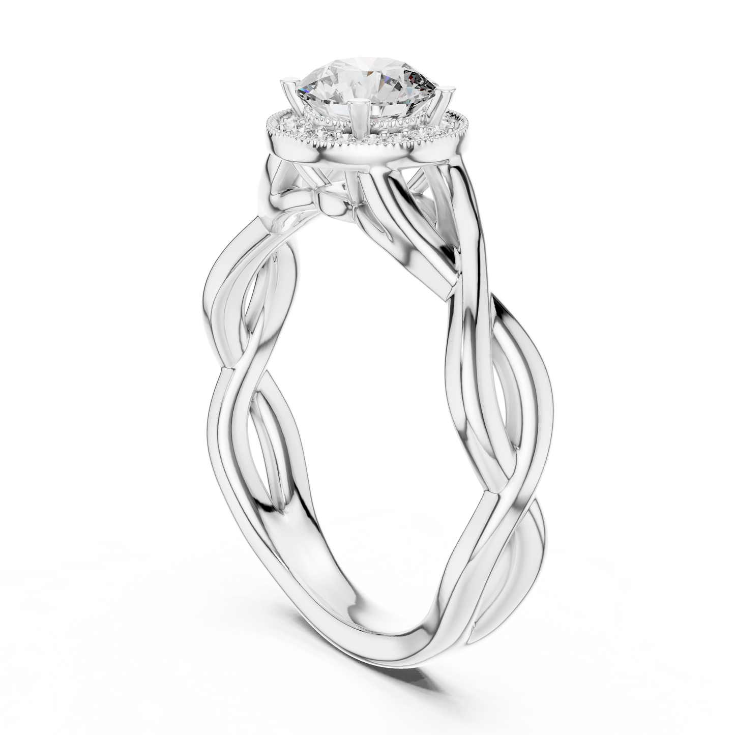 Twisted Rose Gold Solitaire Diamond Ring