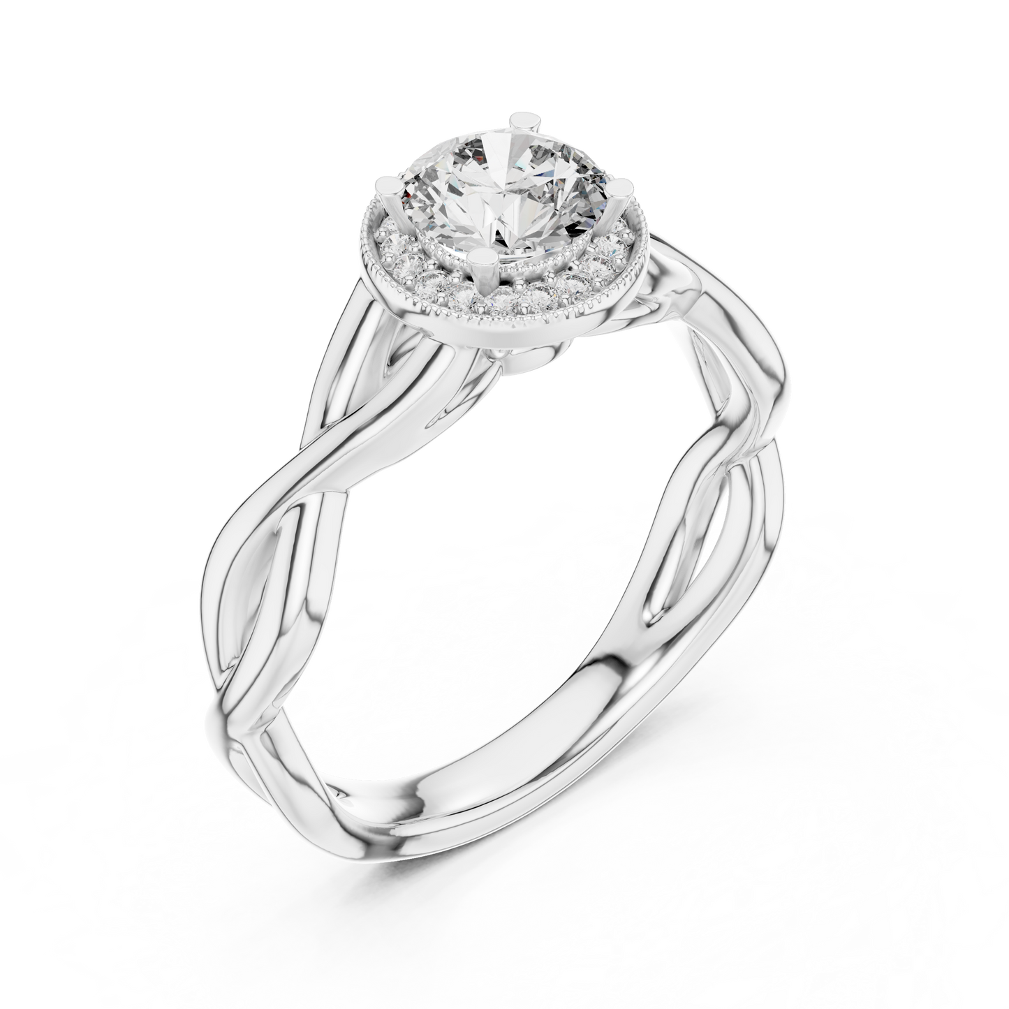 Twisted Rose Gold Solitaire Diamond Ring