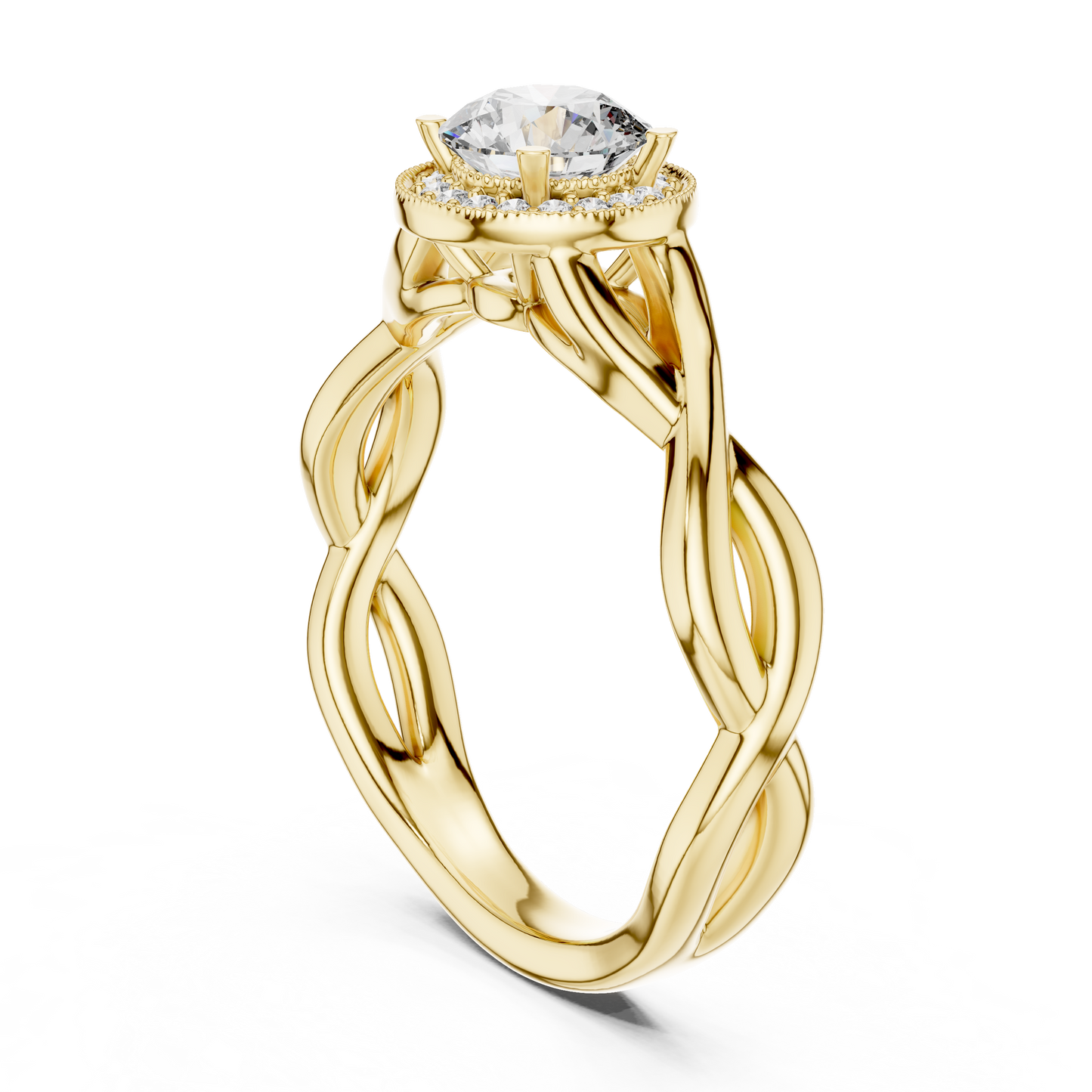 Twisted Rose Gold Solitaire Diamond Ring