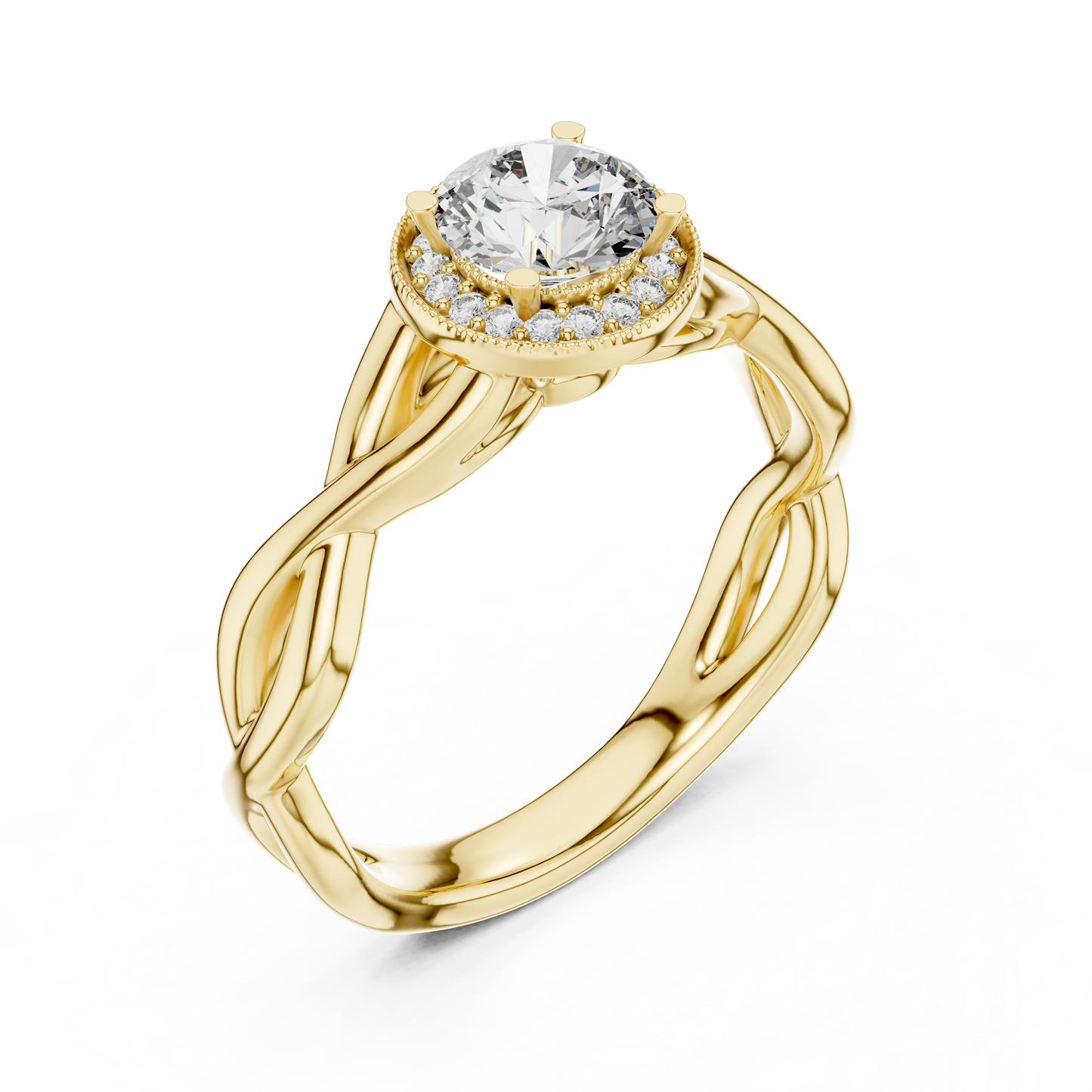 Twisted Rose Gold Solitaire Diamond Ring