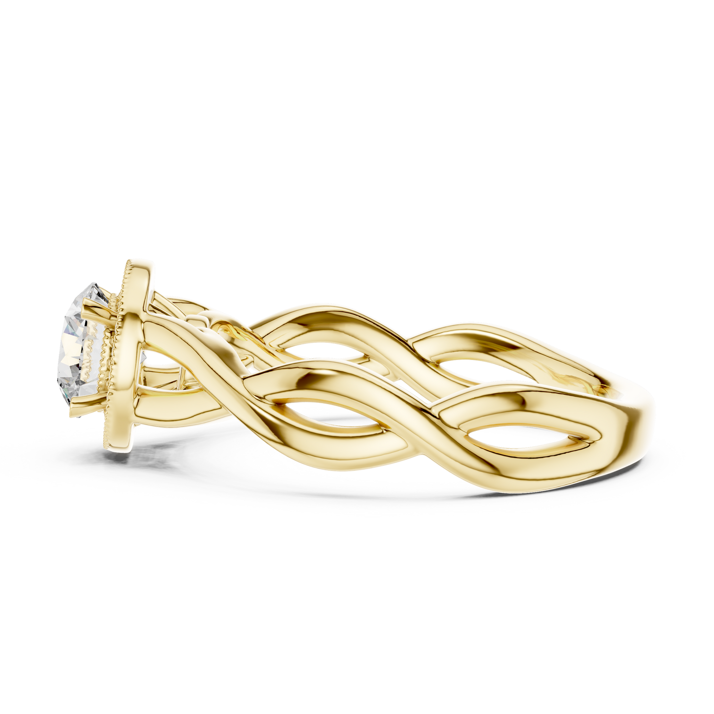 Twisted Rose Gold Solitaire Diamond Ring
