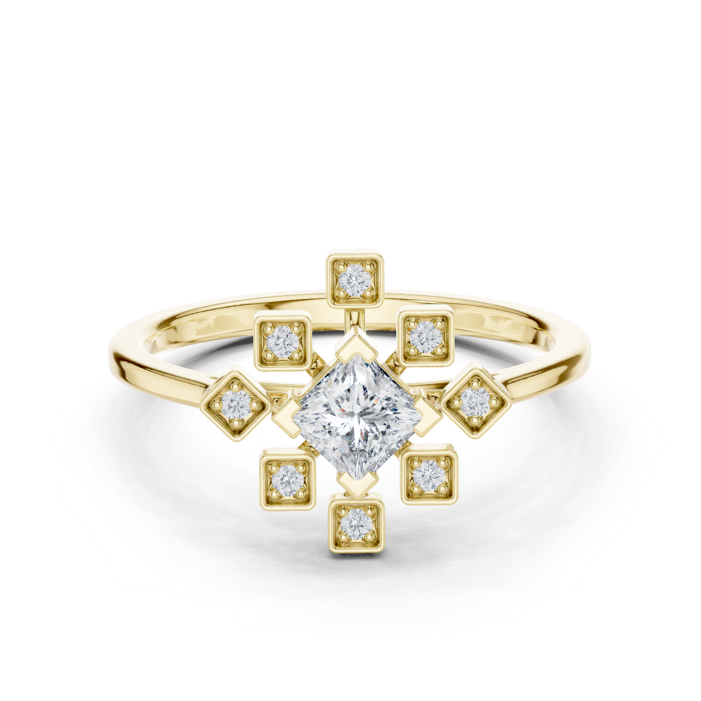 purecarat Yellow Gold Geometric Diamond Ring