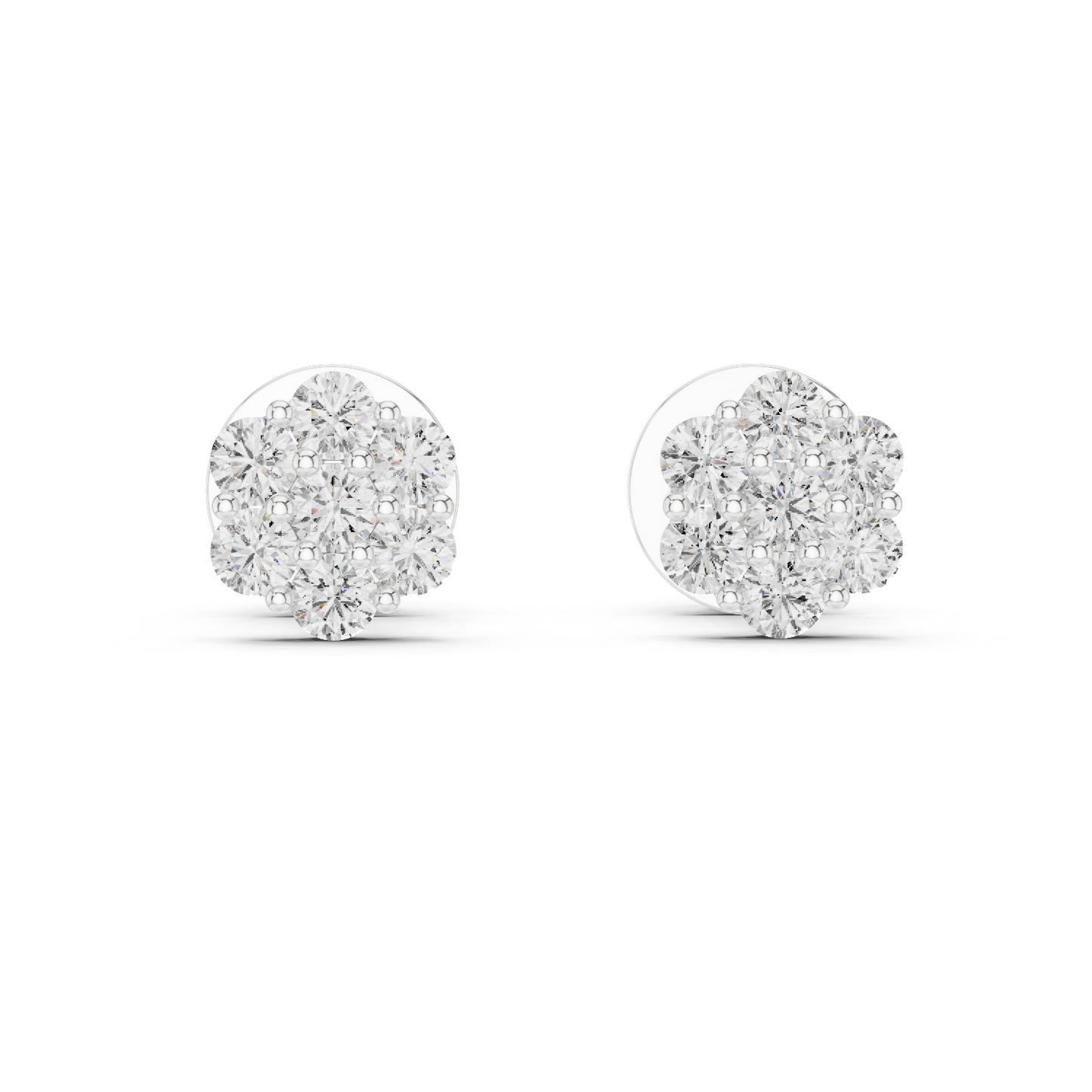Floral Diamond Cluster Stud Earrings in 14K Rose Gold