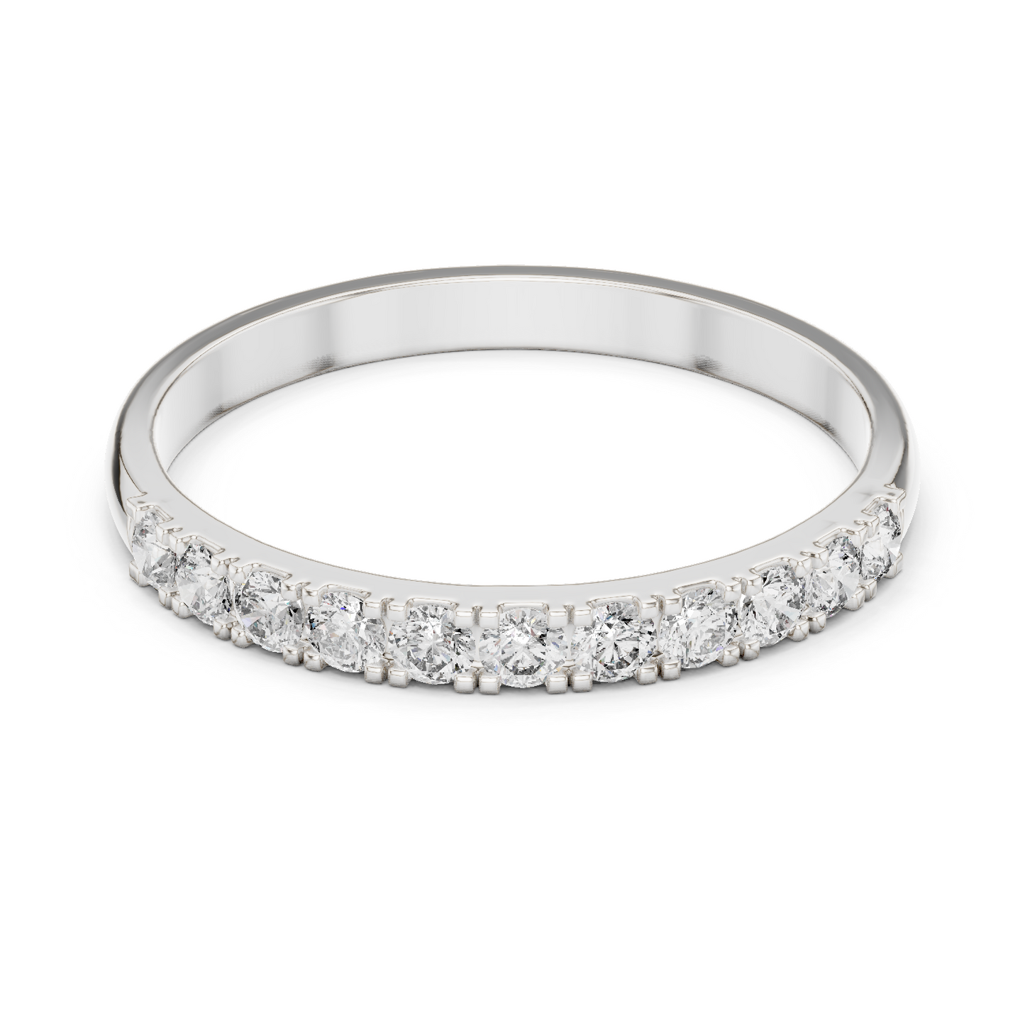 Round Cut Diamond Half Eternity Wedding Women Band.
