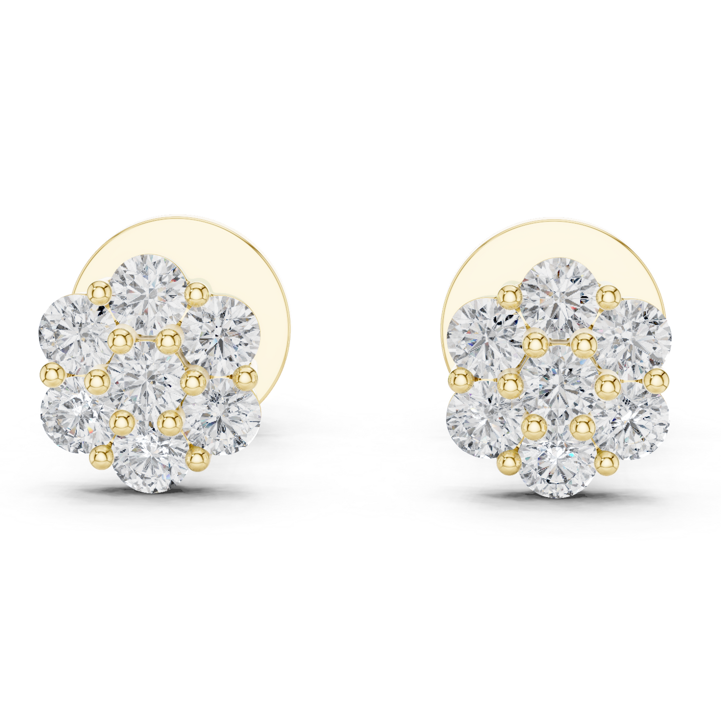 Floral Diamond Cluster Stud Earrings in 14K Rose Gold