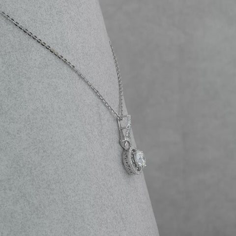 Oval Halo Pendant Necklace