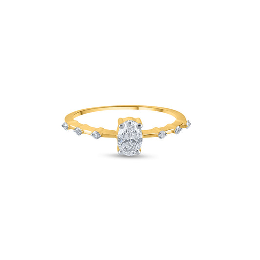 "Purecarat 14k Yellow Gold Oval Diamond Engagement Ring"