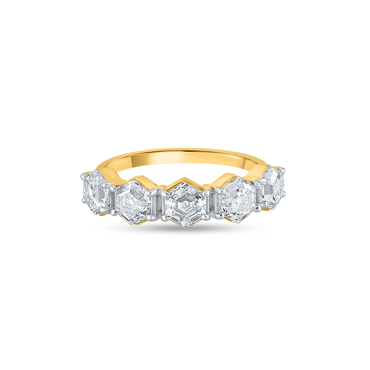 "Purecarat Yellow Gold Multi-Row Diamond Anniversary Ring"