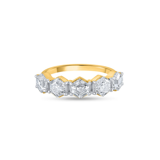 "Purecarat Yellow Gold Multi-Row Diamond Anniversary Ring"