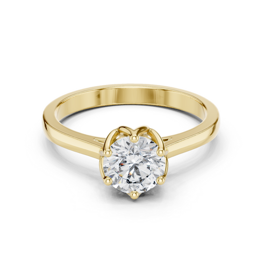 Purecarat Brilliant Gold Six-Prong Tulip Diamond Ring