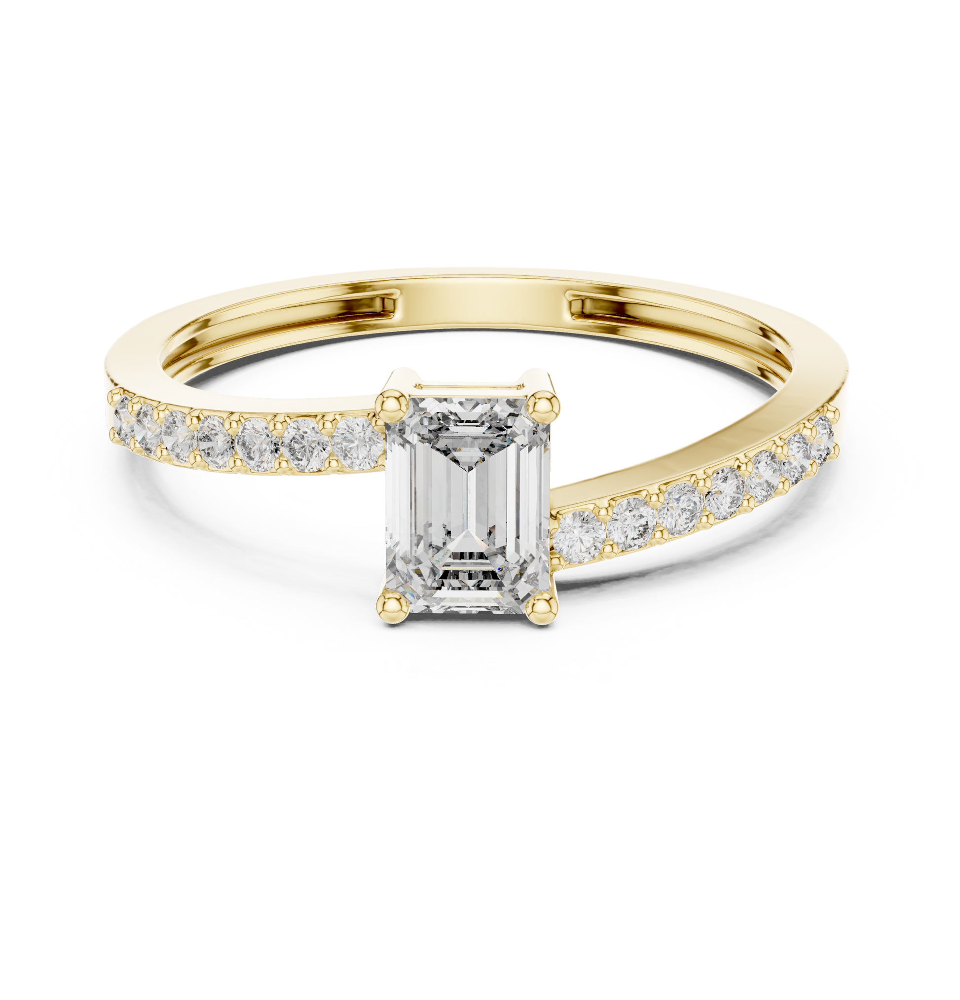 Yellow Gold Emerald Cut Diamond Engagement Ring