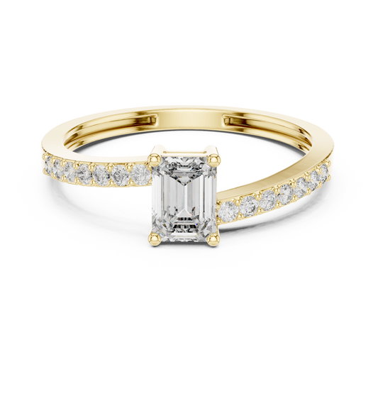 Yellow Gold Emerald Cut Diamond Engagement Ring