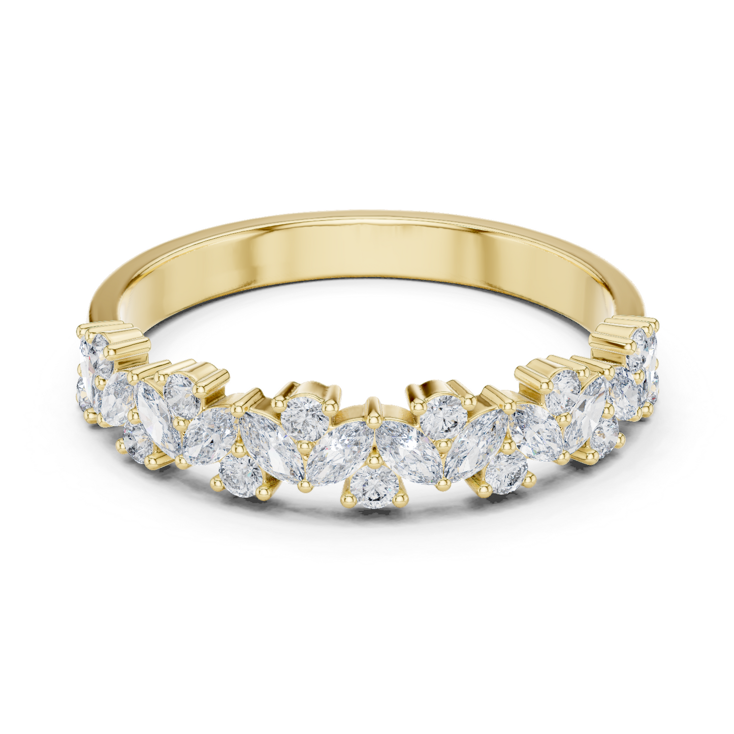 Purecarat Yellow Gold Marquise and Round Diamond Eternity Band