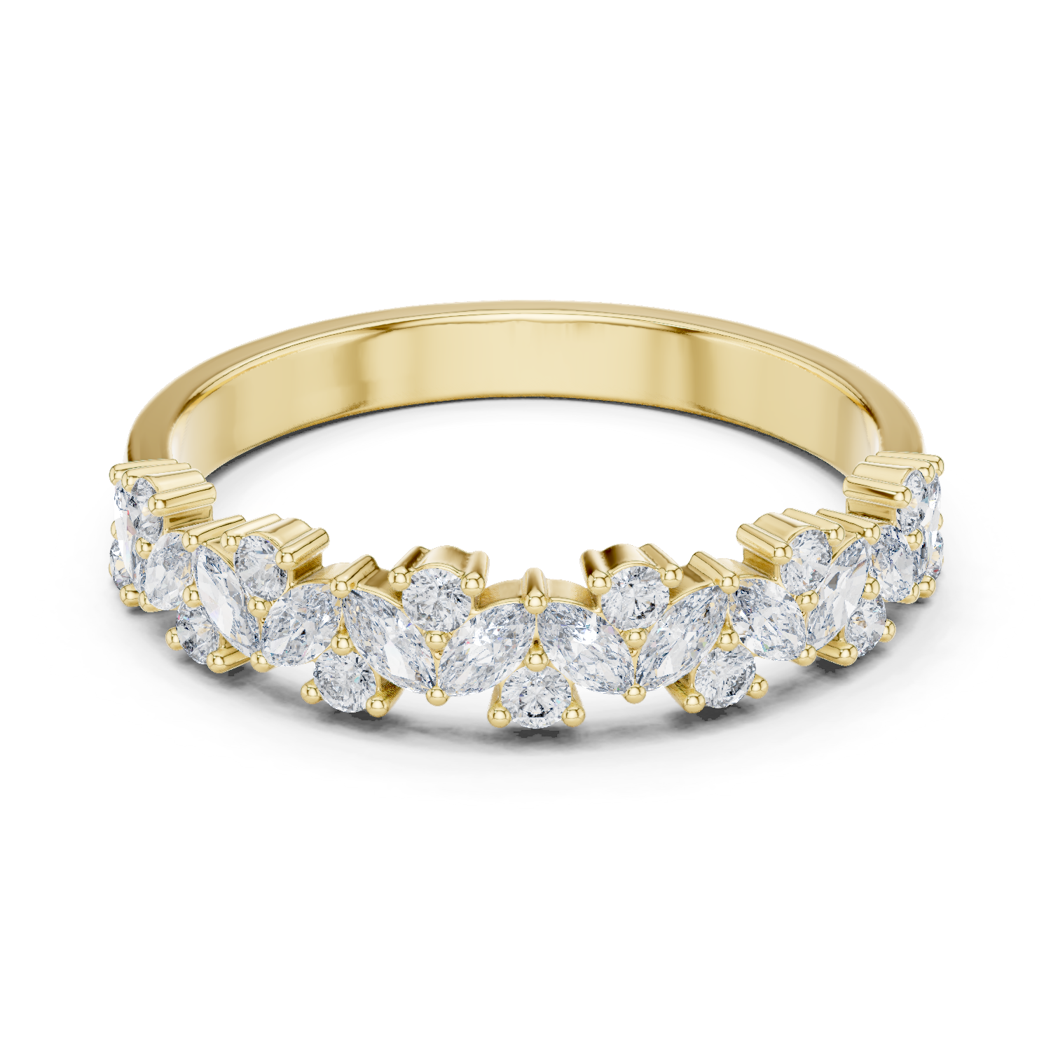 Purecarat Yellow Gold Marquise and Round Diamond Eternity Band