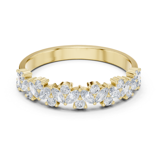 Purecarat Yellow Gold Marquise and Round Diamond Eternity Band