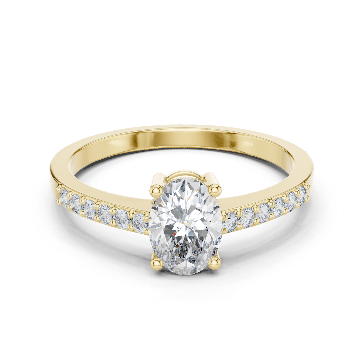 Yellow Gold Pave Diamond Engagement Ring crafted with lab-grown diamonds