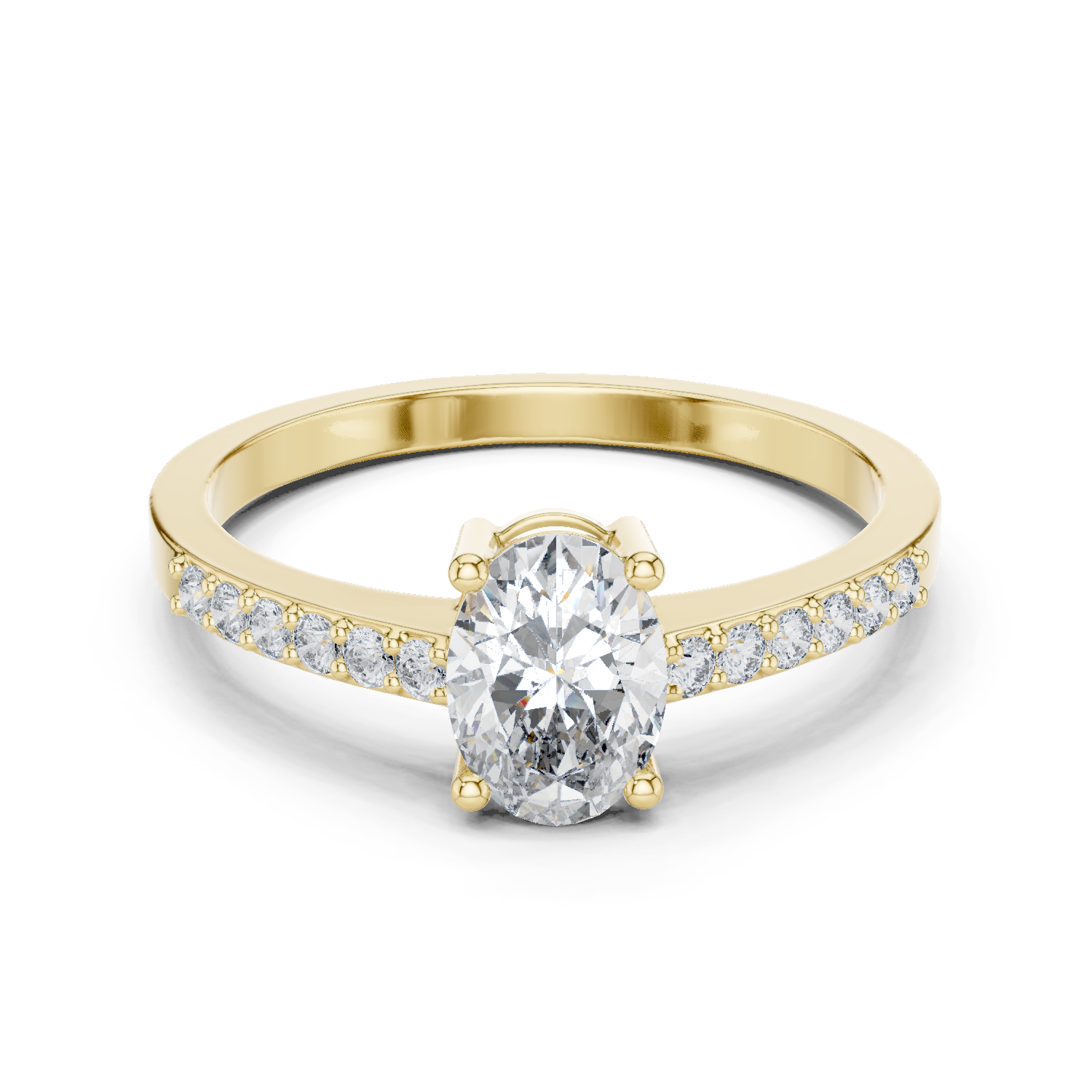 Yellow Gold Pave Diamond Engagement Ring crafted with lab-grown diamonds