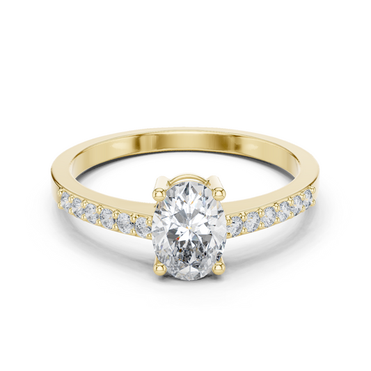 Yellow Gold Pave Diamond Engagement Ring crafted with lab-grown diamonds