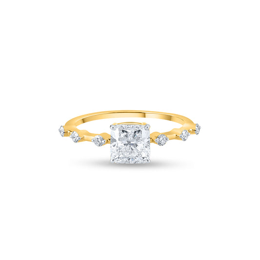 "Modern Yellow Gold Diamond Engagement Ring with Scattered Accents"