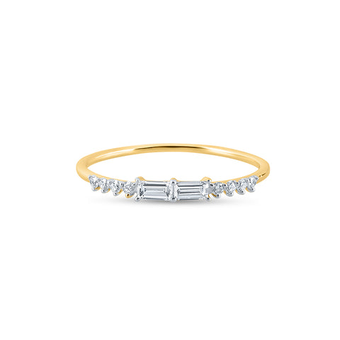 Baguette & Round Cut Diamond Stackable Band Ring