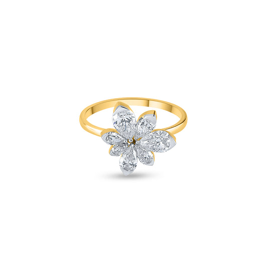 " Purecarat Marquise Diamond Petal Design Ring in 14K Yellow Gold"