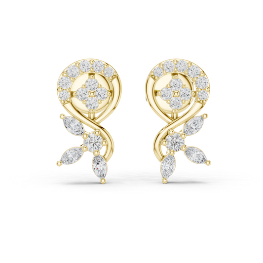 purecarat Yellow Gold Diamond Dangle Earrings