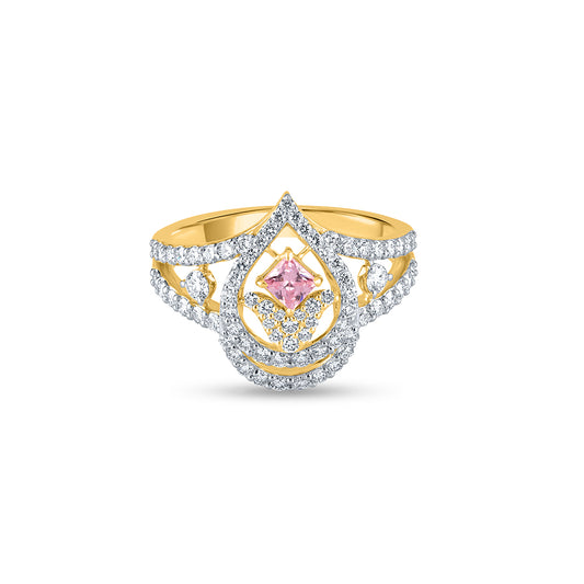 "Buy Purecarat Unique Yellow Gold Pink Diamond Engagement Ring Online"